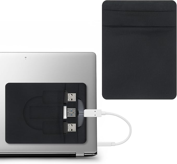 Slim Mouse Holder for Laptop, Universal Stick-On Mouse Pouches with Reusable Adhesive, Portable Hard Drive Sleeve Mouse Storage Bags for Computer Office Home