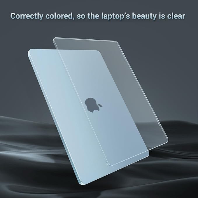 MOSISO for MacBook Air 15 inch Case M5 2026 M4 M3 M2 2025-2023 A3448 A3241 A3114 A2941, 4 in 1 Kit Seamlessly Closes Anti-Fingerprints Matte Hard Shell,Great for Business Travel Study, Sky Blue Clear