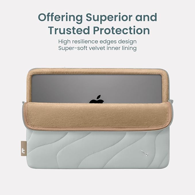 tomtoc 360 Protective Puffy Laptop Sleeve Set for 13-inch MacBook Air M5/A3449 2026, M4/A3240, M3/A3113, 13" MacBook Neo/Pro, Quilted Soft Puffer Bag with Tech Pouch for 13-inch Surface Pro Copilot+PC
