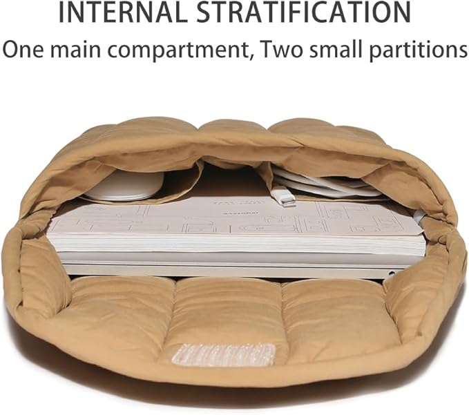 Puffy Laptop Sleeve 13-14 Inch Streak-Beige, Protective Carrying Case for Men and Women, Cute Case Bag Compatible with 13 and 14 Inch Laptops, for MacBook Air M2, Asus/Dell Xps in Cover