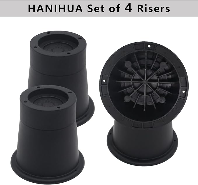 8 Pack Furniture Risers 3 inch Black Bed Risers, Bed Lifts Risers for Sofa, Couch, Desk, Bed Elevators Heavy Duty Bed Frame Risers Table Leg Extenders Supports Up to 1,300 Lbs