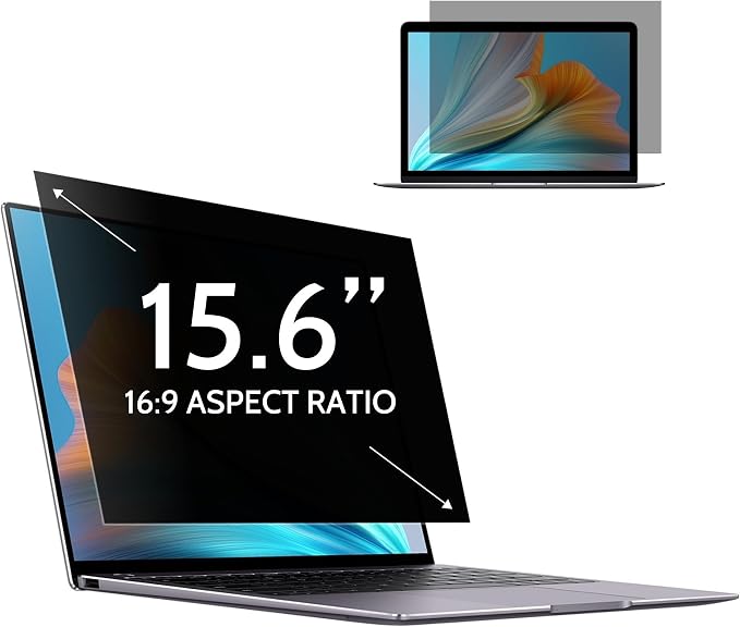 [1 Pack] Twugs Laptop Privacy Screen 15.6 Inch, for 16:9 Aspect Ratio Laptop Screen Privacy Shield, Anti-Glare & Blue Light Filter | Removable Privacy Shield | Screen Protector