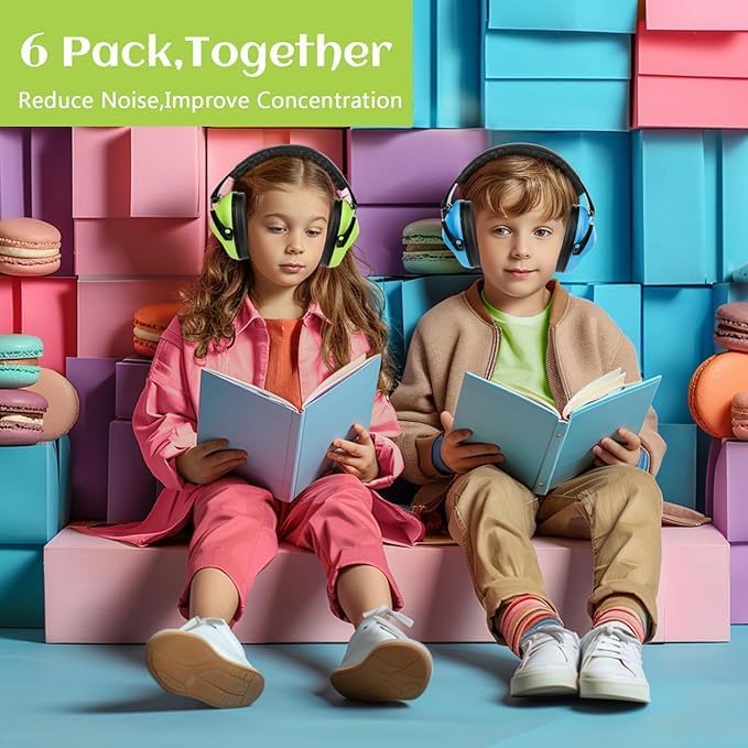 Floriogra 6 Pack Noise Cancelling Headphones for Kids, Kids Ear Protection 28dB SNR Noise Reduction Ear Muffs for Children/Toddler, Noise Cancelling Hearing Protection For Fireworks/Monster Truck