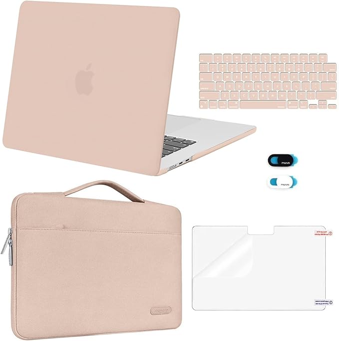 MOSISO Compatible with MacBook Air 15 inch Case M5 2026 M4 2025 M3 M2 2024 2023 A3448 A3241 A3114 A2941,Protective Hard Shell&Carrying Sleeve Bag&Keyboard Cover&Webcam Cover&ScreenFilm, Camel