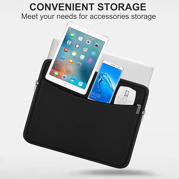 Laptop Case 15.6 inch, Shockproof Protective Laptop Cover Briefcase Carrying Computer Bag with Accessory Pocket, Portable Computer Sleeve Compatible with MacBook, HP, Dell, Lenovo, Asus, Black