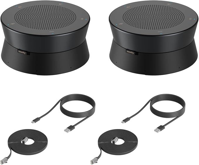 Nearity A21Sx2 Zoom Certified Conference Speaker and Microphone, Speakerphone w/8 Mics, 16ft Voice Pickup, AI 2.0 Noise Cancelling, USB Speakermic with Daisy Chain, Works Teams/Zoom/Google Meet