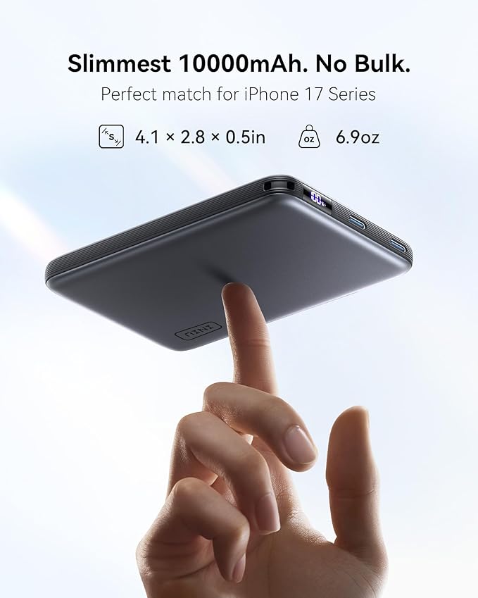 INIU Slimmest Power Bank for MagSafe, 10000mAh Qi2.2 Certified 25W Wireless & 45W Wired USB C Fast Charging Portable Charger, Flight-Safe Travel Phone Magnetic Battery Pack for iPhone 17-12 Series