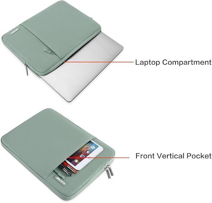MOSISO Laptop Case 15 inch, 15 inch Laptop Sleeve Compatible with MacBook Air M5 A3448 M4 A3241 M3 A3114 M2 A2941 2026-2023, Dell XPS, Polyester Vertical Computer Sleeve Bag with Pocket, Antique Green