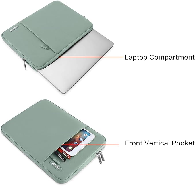 MOSISO Laptop Case 16 inch, 15-15.6 inch Laptop Sleeve Compatible with MacBook Pro 16 M5 M4 M3 M2 M1, HP Acer Dell Lenovo ASUS, Polyester Vertical Computer Sleeve Bag with Pocket, Antique Green