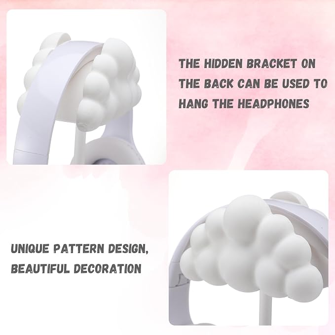 Yookeer Cloud Headphone Stand 3D White Cloud Cute Headphone Decor for Gamer Room Office Desk Gaming Gifts for Women Girlfriend Office Worker