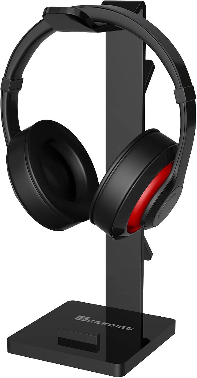 Headphone Stand Gaming Headset Holder For Desk Cable Organizer & Cellphone Stand for All Headphones Size headphone Holder Set Gaming PC Accessories Gaming Station – Black