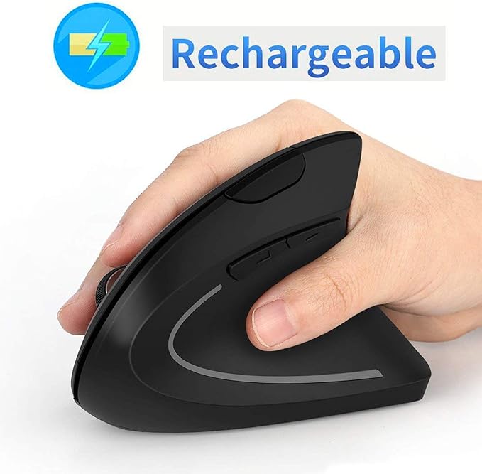 Wireless Ergonomic Mouse, Jelly Comb Rechargeable 2.4G Bluetooth Vertical Mouse Switch to 3 Devices Optical Mice with 6 Buttons 3 Adjustable DPI Levels for Laptop, PC, MacBook, Notebook