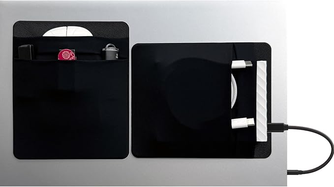2 Pack 2-Pocket SSD Holder for Laptop,Adhesive Pouch,Portable Hard Drive Sleeve for Laptop,Compatible with External 2.5" HDD, Magic Mouse, Externa Hard Drive,USB Cable and More Holder - Black