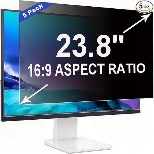 5 Pack Privacy Screen for 23.8 Inch 16:9 (52.7x29.8cm) Computer Monitor - Blue Light Filter & Anti-Glare, Removable Screen Privacy Shield | PC Protector Film for Office