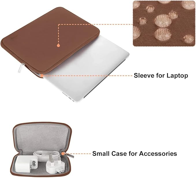 MOSISO Laptop Case 13 inch, 13 inch Laptop Sleeve Bag Compatible with MacBook Neo/Air M5 M4 M3 M2 M1 2026-2018 / Pro M2 M1 2026-2016, Neoprene Computer Sleeve Bag with Small Case, Caramel Brown