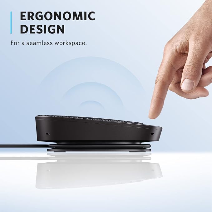 Anker PowerConf S330 USB Speakerphone, Conference Microphone for Home Office, Smart Voice Enhancement, Plug and Play, 360° Voice Coverage via 4 Microphones, and Powerful Sound (Renewed)