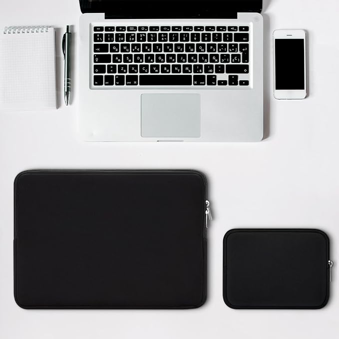 RAINYEAR 15 Inch Laptop Sleeve 15" Protective Soft Case Cover Bag with Accessories Pouch, Compatible with 15.4" MacBook Pro/Air A3448 A3241 A2941 A3114 A1938 A1707 A1990 (Black)