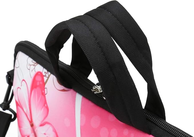 RICHEN 17 inch Laptop Shoulder Bag Carrying Case PC Cover Pouch with Handle Fits 15.6/16/17/17.3/17.4 inch Notebook (16-17.3 inch, Pink Butterfly)