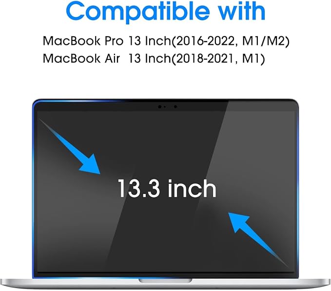 amFilm Designed for MacBook Pro 13 Inch(2016-2022, M1/M2) /MacBook Air 13 Inch(2018-2021, M1) Privacy Glass Screen Protector [Zero Bubbles][9H Hardness][ Anti-Scratch][ Anti-fingerprint]