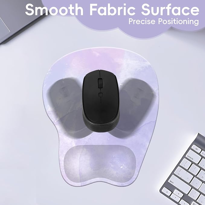 Mouse Pad with Wrist Rest Ergonomic Mouse Pad with Comfortable M-Shape Pain Relief Wrist Support Non-Slip PU Base Mousepad for Laptop, Office & Home (Lavender)