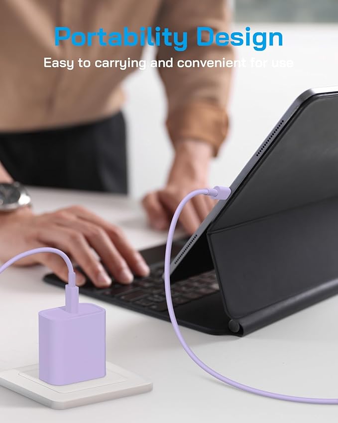 AISNI iPhone 17/16/15 Charger Fast Charging 3 Pack USBC Charger Block with 6 FT Type C Charger Fast Charging Cord Compatible with iPhone 17/17 Plus/17/16/15 Pro Max/16/16 Plus/15/iPad Pro-Purple
