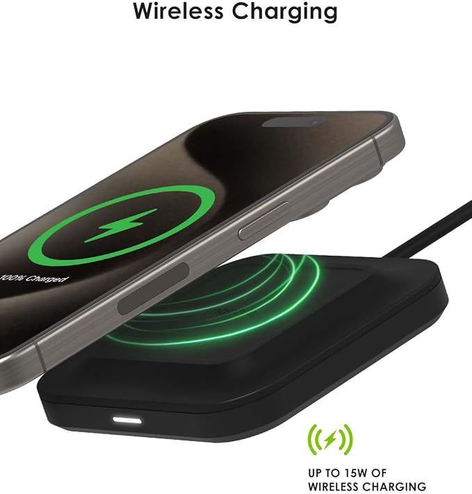Mophie Universal Wireless Charge Pad - 15W Fast Charging for Qi-Enabled Devices, iPhone, Google Pixel, Samsung Galaxy - Desktop & Nightstand Essential