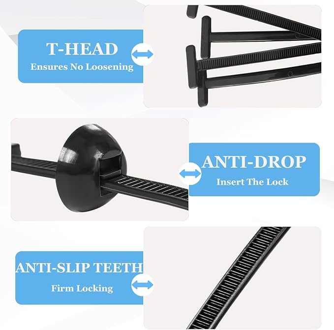 Nylon Universal Cable Tie Buckle - 50PCS Heavy Duty Self-Locking UV-Resistant Zip Ties with Push Mount Clips, Automotive Plastic Cable Rivet Fasteners for Car Engine Guard Fender Trunk Daily Repair
