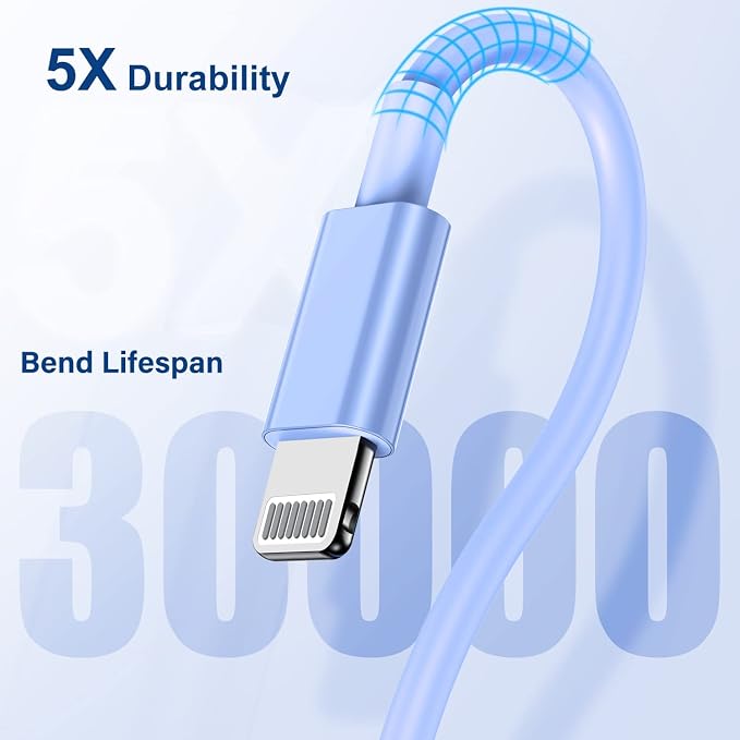 3Pack USB A to Lightning Cable 6FT, Fast Charging Cord for iPhone 14, Replacement for Apple Original Charger Cable for iPhone 14 13 12 11 Pro 11 XS MAX XR 8，Blue