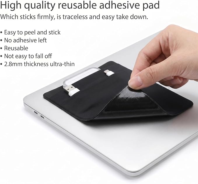 2 Pcs 2-Pocket Adhesive Hard Drive Holder for Laptop Portable Hard Drive Sleeve External Hards Drives Carrying Case Stick on Elastic Sleeve Reusable Adhesive Storage Organizer for SSD Mouse Cables