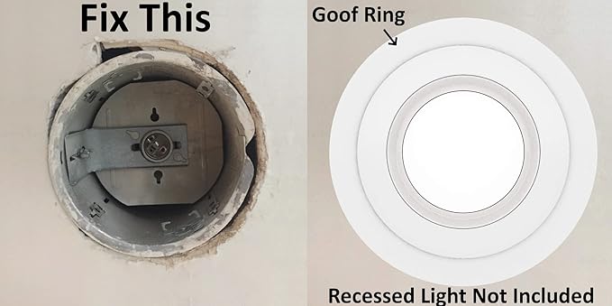 10 Pack Gloss White Goof Trim Ring for 6" Inch Recessed Lighting Trims Can Lighting Down Light, Outer Diameter 8.07 Inches