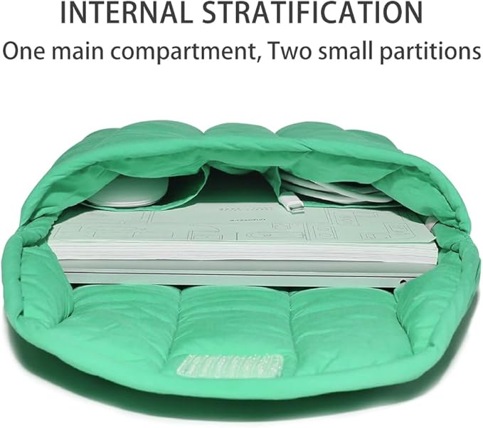 Puffy Laptop Sleeve 13-14 Inch Light Green, Protective Carrying Case for Men and Women, Cute Case Bag Compatible with 13 and 14 Inch Laptops, for MacBook Air M2, Asus/Dell Xps in Cover