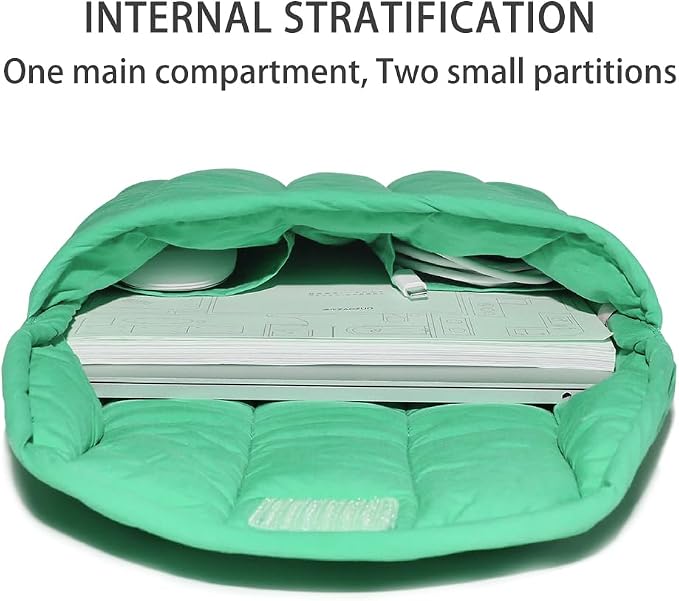 Puffy Laptop Sleeve 15-16 Inch Light Green, Protective Carrying Case for Men and Women, Cute Case Bag Compatible with 15 Inch and 16 Inch Laptops, for MacBook Air M2 M1, Asus/Dell Xps/Lenovo in Cover