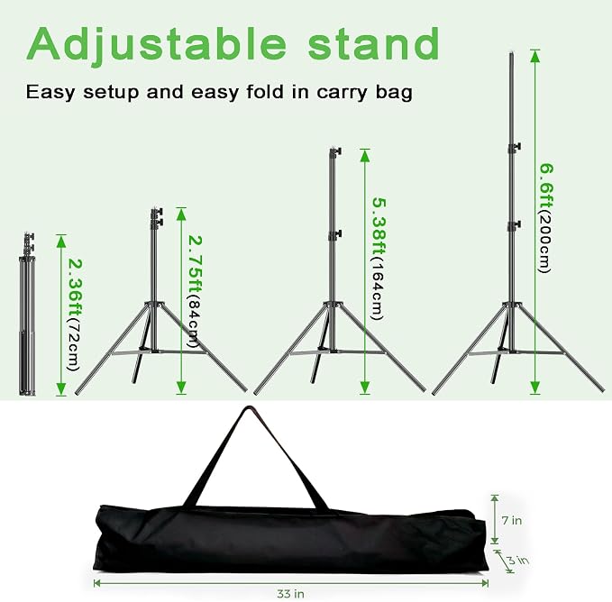 Green Screen Backdrop Kit 10x6.6ft with Tripod Stand, Chroma Key Background System for Video Shooting, Live Streaming, Photo Studio, Content Creation and Virtual Backgrounds