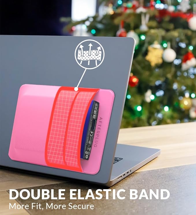 2-Pocket Adhesive Hard Drive Holder for Laptop, Stick-On Pocket Pouch for External Portable SSD, HDD, Slim Mouse and Cables (Large - Fits SSD & 2.5" Drives)