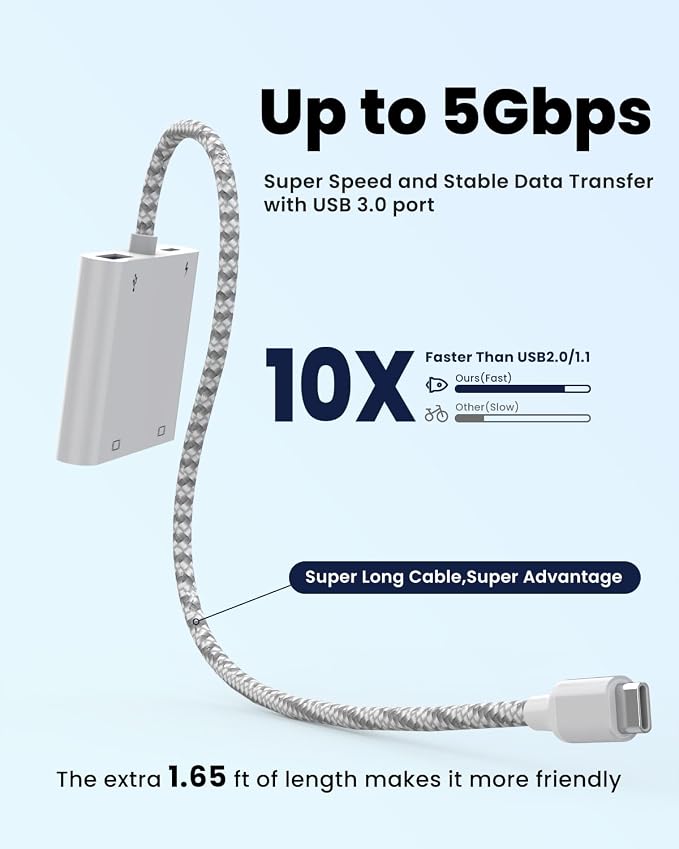 USB C to Dual HDTV Adapter, Silver 19.7in Braided Cable with 4K@60Hz with 100W PD, USB-A, Support C to 2 HD Splitter Extended Display for Type C Devices (MacOS only Mirrors Same Screen)