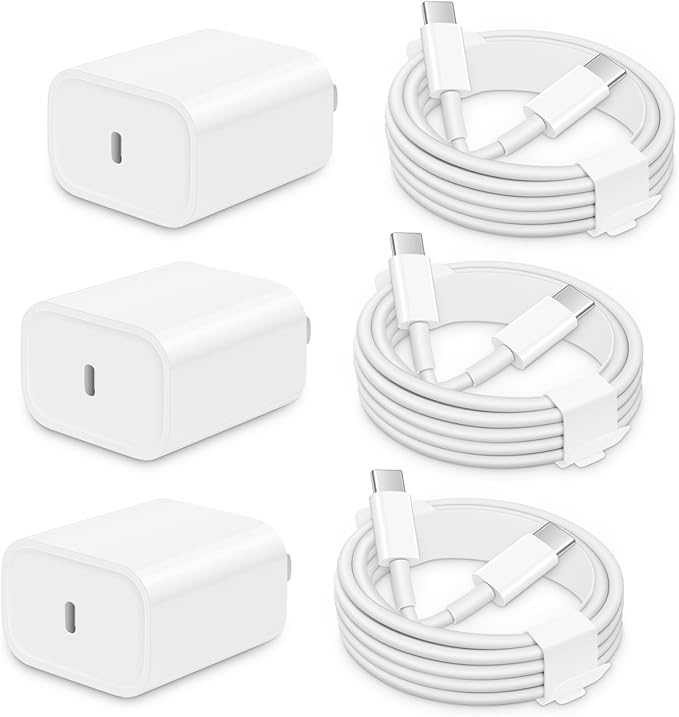 AISNI iPhone 17/16/15 Charger Fast Charging 3 Pack 20W USBC Charger Block with 6 FT Type C Charger Fast Charging Cord Compatible with iPhone 17/17 Plus/17/16/15 Pro Max/16/16 Plus/15/iPad Pro-White