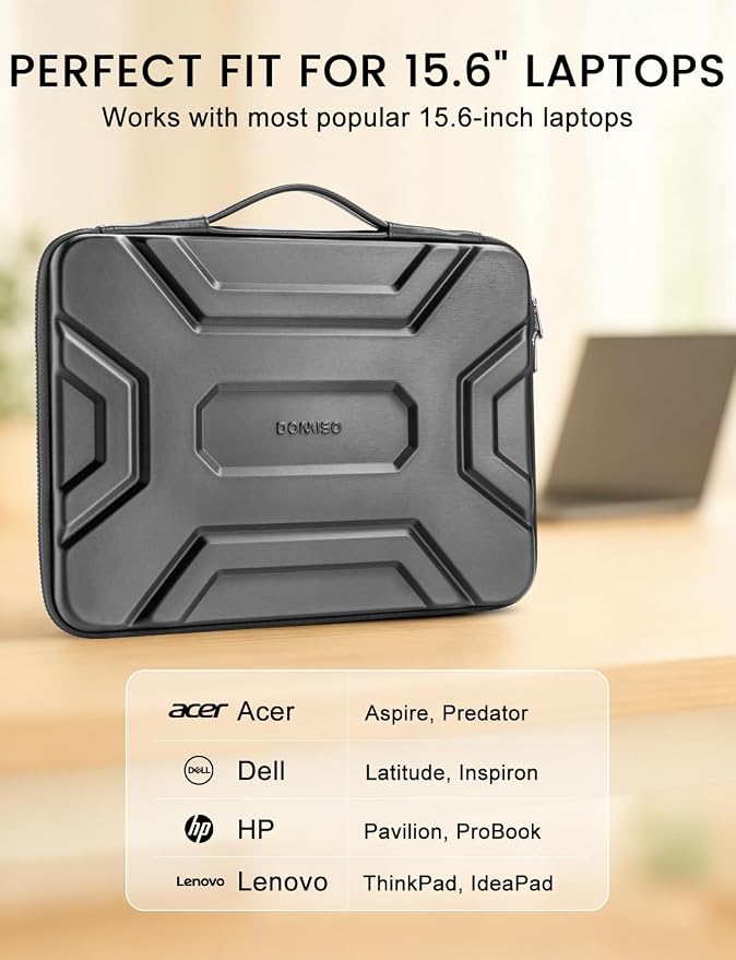 DOMISO 15.6 inch Laptop Sleeve, Shockproof and Waterproof EVA Protective Laptop Case, Laptop Sleeves for 16" MacBook Pro/Max M2 M1 2019-2023,15"-16" HP Dell Asus Laptop,Dell XPS 15, Dark Grey