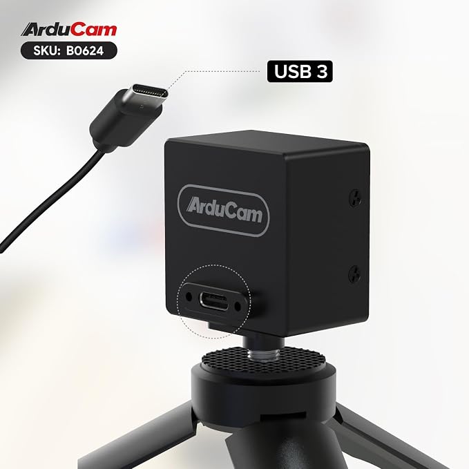 Arducam USB 3.0 Camera, 3MP ISX031 120 dB HDR USB Camera Module, 127°(D) Wide Angle UVC Webcam, Built-in ISP, LED Flicker Mitigation