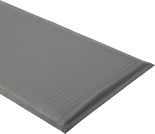 3 x 7 FT Anti Fatigue Mats Industrial 15/16 Inch Thick Soft Sponge Ergonomic Mat Durable Heavy Duty Diamond Plate for Standing Non Slip Industrial Grade Floor Mat for Leg & Back Pain (Gray)