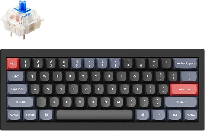 Keychron Q4 Wired Custom Mechanical Keyboard, QMK/VIA Programmable Macro, Full Aluminum, Hot-Swappable Gateron G Pro Blue Switch, 60% Layout Double Gasket Compatible with Mac and Windows - Black