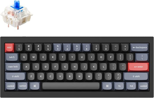 Keychron Q4 Wired Custom Mechanical Keyboard, QMK/VIA Programmable Macro, Full Aluminum, Hot-Swappable Gateron G Pro Blue Switch, 60% Layout Double Gasket Compatible with Mac and Windows - Black