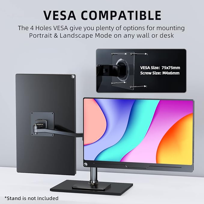 UPERFECT Portable Monitor, 15.6" IPS HDR 1920X1080 FHD Eye Care Travel Screen USB C Gaming Monitor, Dual Speaker External Monitor HDMI Type-C VESA for Laptop PC Phone w/Case