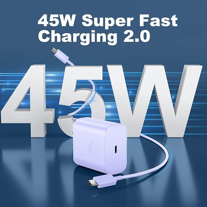 45W USB C Fast Charger Block Super Fast Charging Type C Charger for Samsung Galaxy S26 S25 S24 S23 Ultra/S26 S25 S24 S23 S22 S21 S20/Note 10/20,PPS Android Phone Charger with 6.6FT Cord-Purple