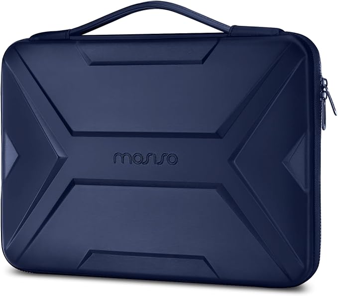 MOSISO Laptop Case 15.6 inch, 15-16 inch Laptop Sleeve Compatible with MacBook Pro 16 / Air 15, HP Acer Dell Lenovo ASUS,Artistic Geometric EVA Carrying Case Hard Shell with Handle, Navy Blue