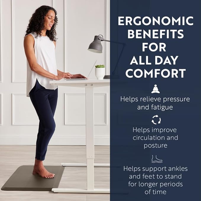 KANGAROO Anti Fatigue Mats for Kitchen Floor, Reduce Foot, Knee, Back Pressure, 3/4 Inch Thick Cushioned Ergonomic Mat, Waterproof Comfort Rug for Under Sinks, Standing Desk, Stores, 17x24, Cappuccino