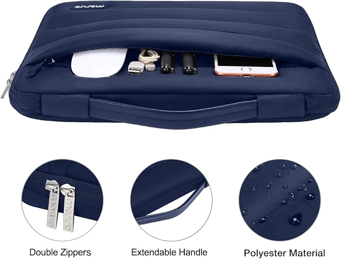MOSISO Compatible with MacBook Air 15 inch Case M5 2026 M4 2025 M3 2024 M2 2023 A3448 A3241 A3114 A2941, Plastic Hard Shell Case&Puffy Sleeve Bag&Keyboard Skin&Webcam Cover&Screen Film, Navy Blue