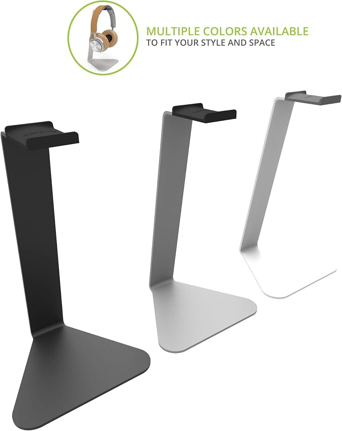 Kanto H1 Universal Headphone Stand with Curved Silicone Padding - Silver