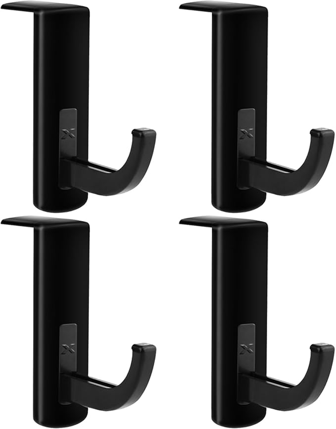 Mudder 4 Pack Monitor Hooks Headphone Headset Hanger Monitor Stand Holder Headset Stick-on Hook, Black