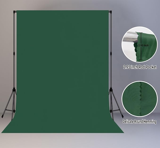 10x20FT Large Dark Green Screen Backdrops for Photography, Virtual Green Screen Backdrop Pieces for Zoom Meetings, Curtains for Party Decoration Video Shooting