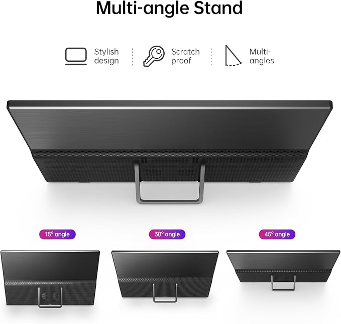 Yxk Portable Monitor 15.6 Inch 1080P 60Hz IPS HDR Ultra-Slim Travel Monitor with Dual Speakers USB-C HDMI Second Screen for Laptop PC Mac Phone Xbox PS4/5 Switch, VESA Kickstand, Zero Frame Gaming
